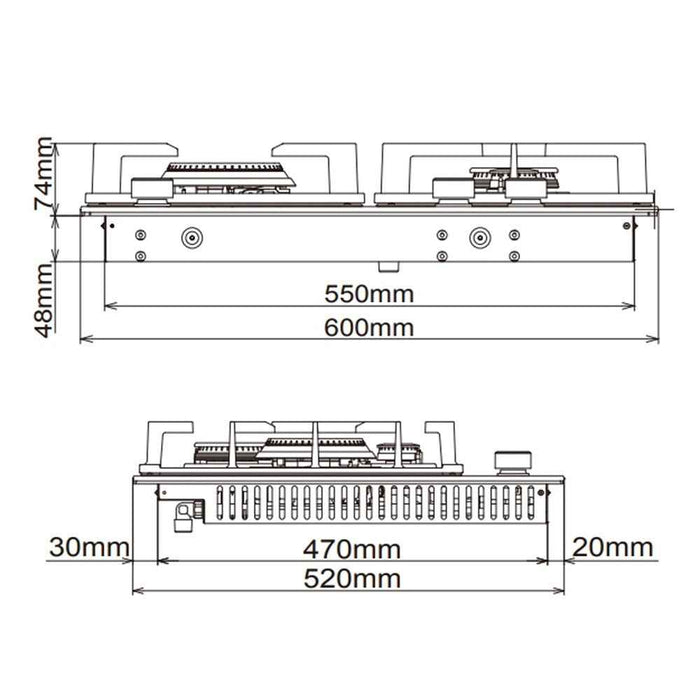 600mm Fotile Matt Black 3 Burner Intelligent Timing Tempered Glass Powerful Fire Cooktop
