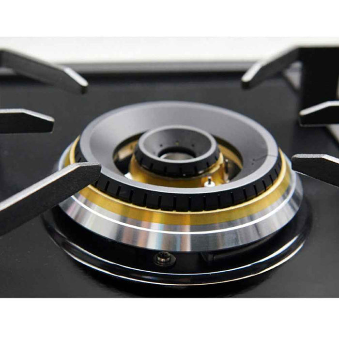 900mm Fotile Matt Black 5 Burner 23MJ/h Intelligent Timing Tempered Glass Gas Cooktop