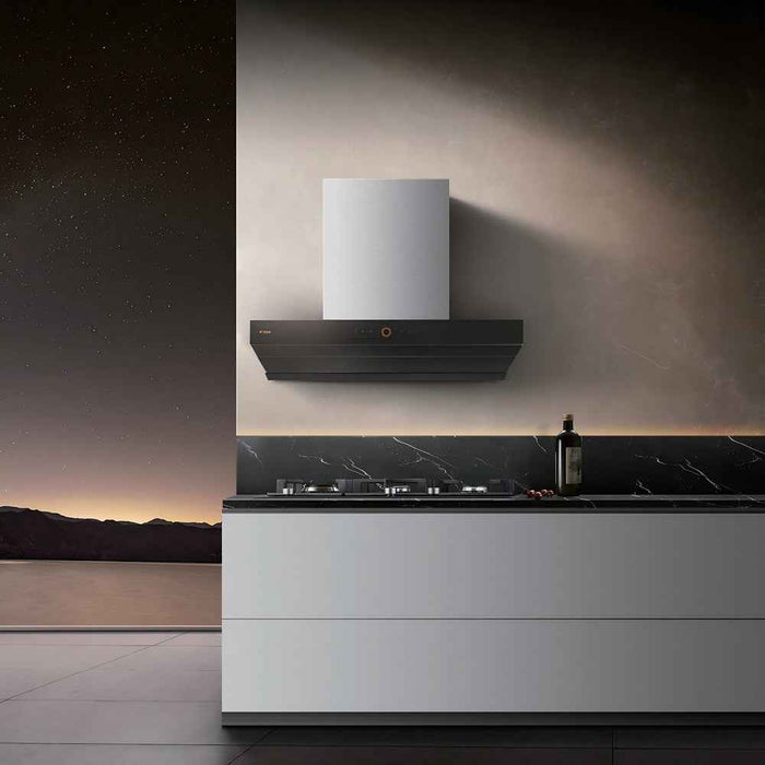 900mm Fotile Intelligent Wall-mounted Inclined Patented Automatic Smokescreen Powerful Canopy RangeHood