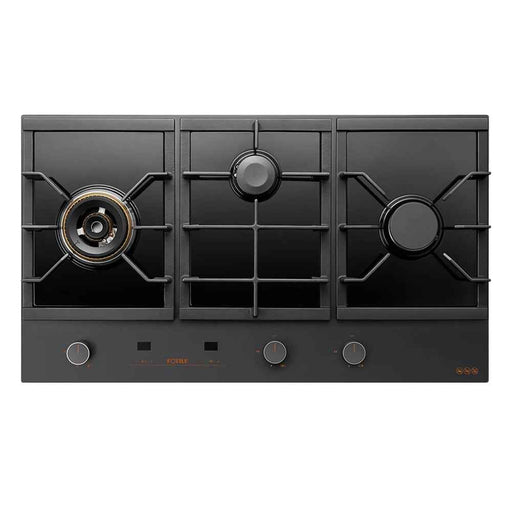 900mm Fotile Matt Gray 3 Burner 23MJ/h Intelligent Timing Tempered Glass Cooktop