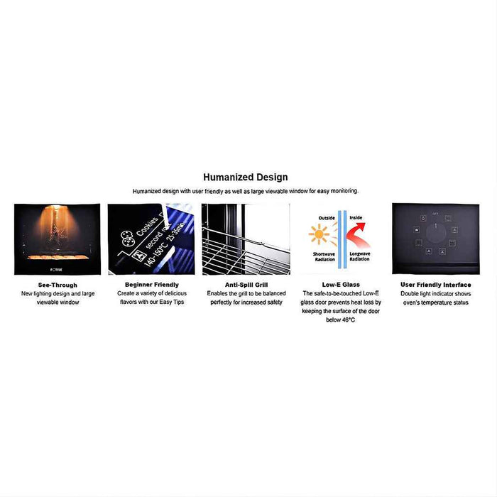 600*600mm Fotile REX Series 70L Ultra-large Conventional Built In Electric Ovens