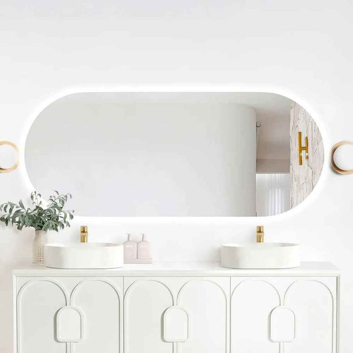 1200-1800*750mm Otti Noosa Frameless Install Horizaontal Or Vertical Tuffi Anti-fog LED Mirror