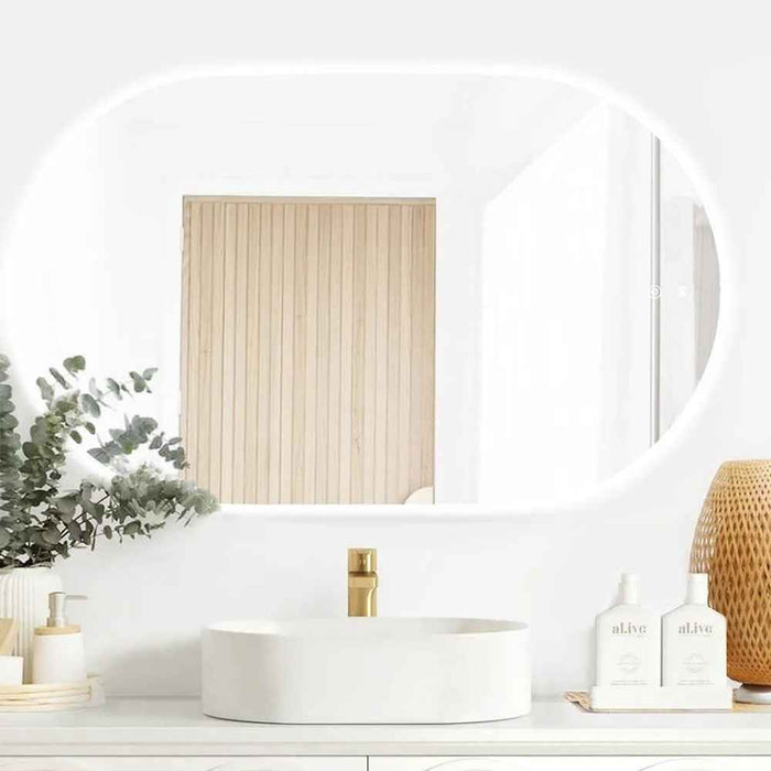 1200-1800*750mm Otti Noosa Frameless Install Horizaontal Or Vertical Tuffi Anti-fog LED Mirror