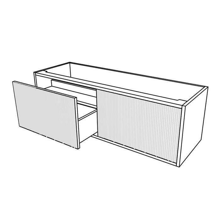 600-1500*386*380mm Poseidon CETO Bellevue Ensuite Costal Oak Slim Door Fluted MDF Wall Hung Vanity