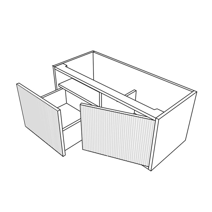 600-1500*386*380mm Poseidon CETO Bellevue Ensuite Prime Oak Slim Door Fluted MDF Wall Hung Vanity