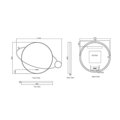 950*800*40mm Mercio Luna Frameless Copper - Free Silver Planet LED Mirror