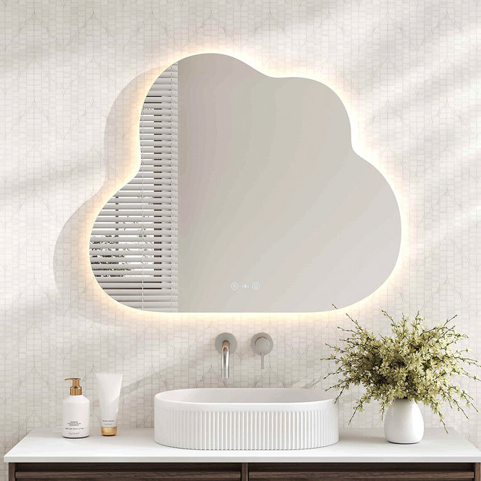 700*1000*30mm Mercio Luna Frameless Copper - Free Silver Cloud LED Mirror