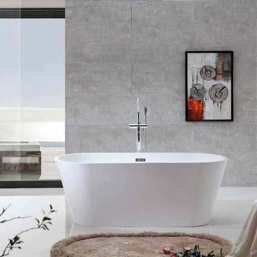 1700*705*625mm Sunny VIC Tranquility Gloss/Matt White Oval Solid Surface Stone With Overflow Freestanding Bathtub