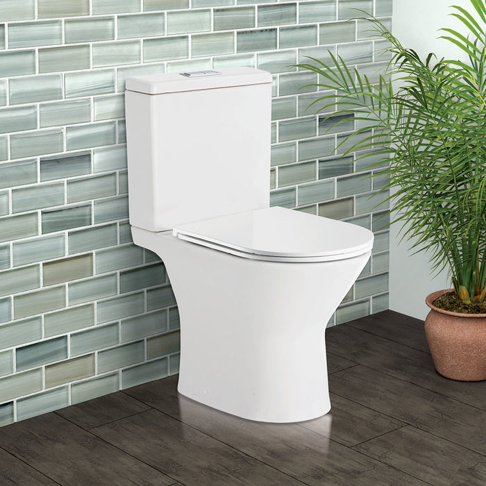 635*375*785mm Fienza Chica Gloss White Rimless Close-Coupled Toilet