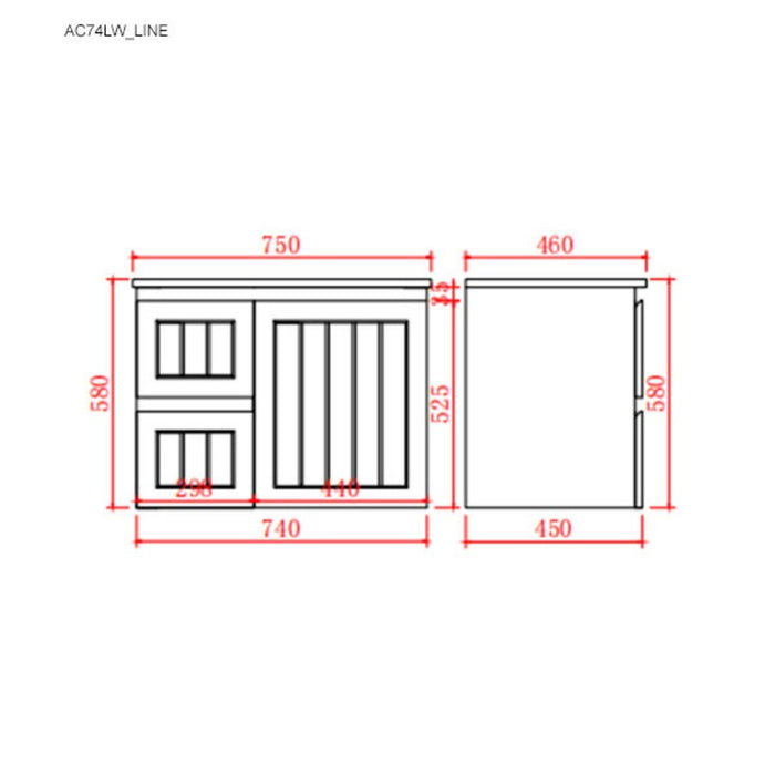 600-1500*460*580mm Lukka Archill Federation Matt White PVC Fluted Wall Hung Vanity
