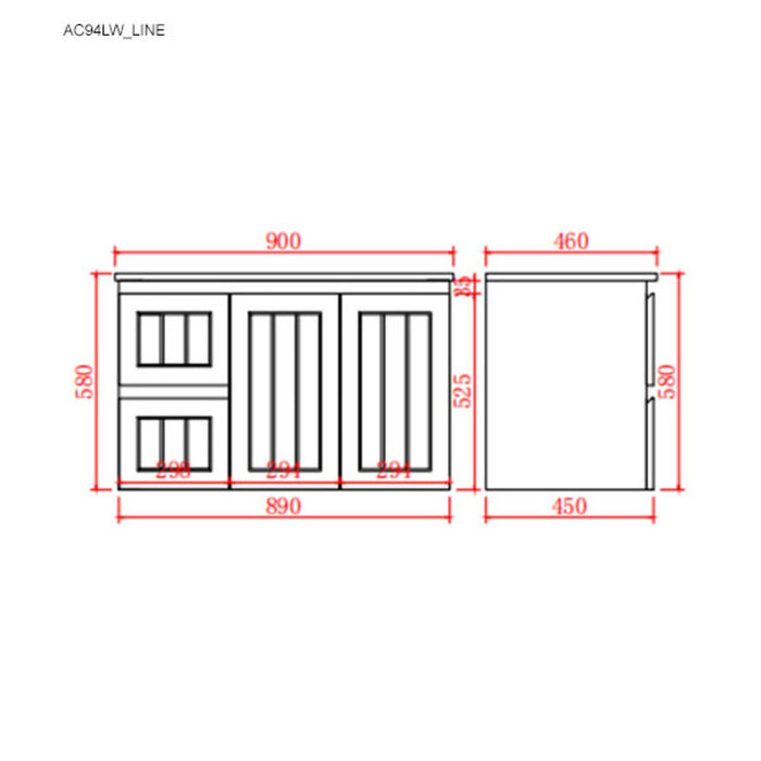 600-1500*460*580mm Lukka Archill Federation Matt White PVC Fluted Wall Hung Vanity