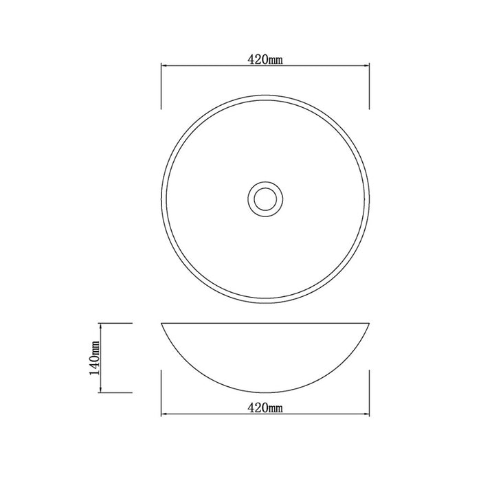420*420*140mm Infinity Black with Silver Stripes Marble Stone Round Above Counter Art Basin