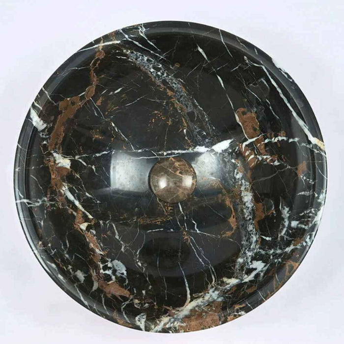420*420*140mm Infinity Black Marble Stone Round Above Counter Art Basin