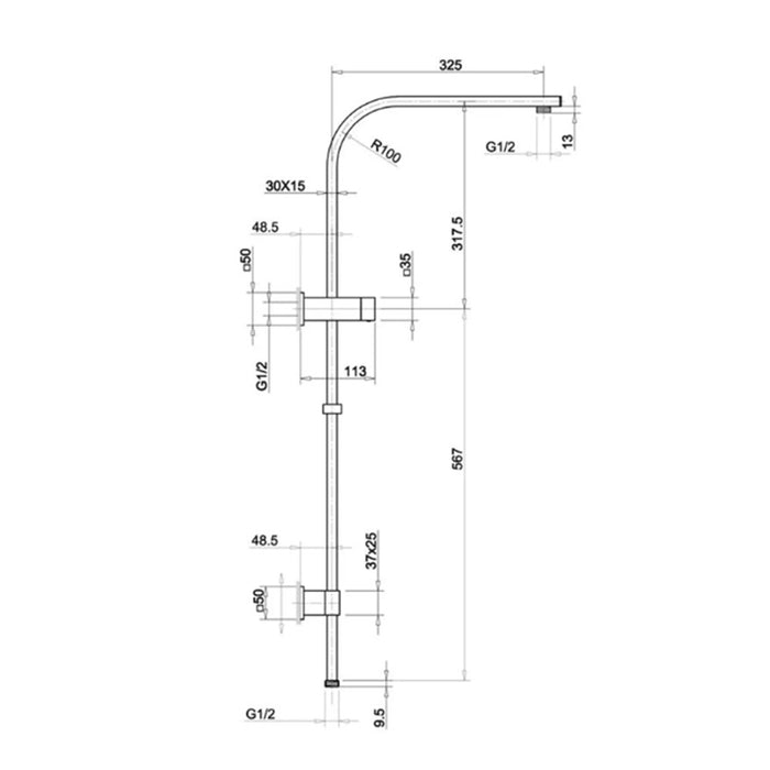 Aquaperla Norico Esperia Modern Solid Brass Square Shower Station