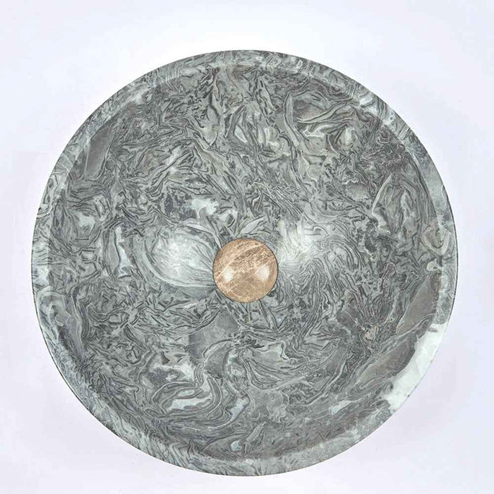 420*420*140mm Infinity Silver Marble Stone Round Above Counter Art Basin