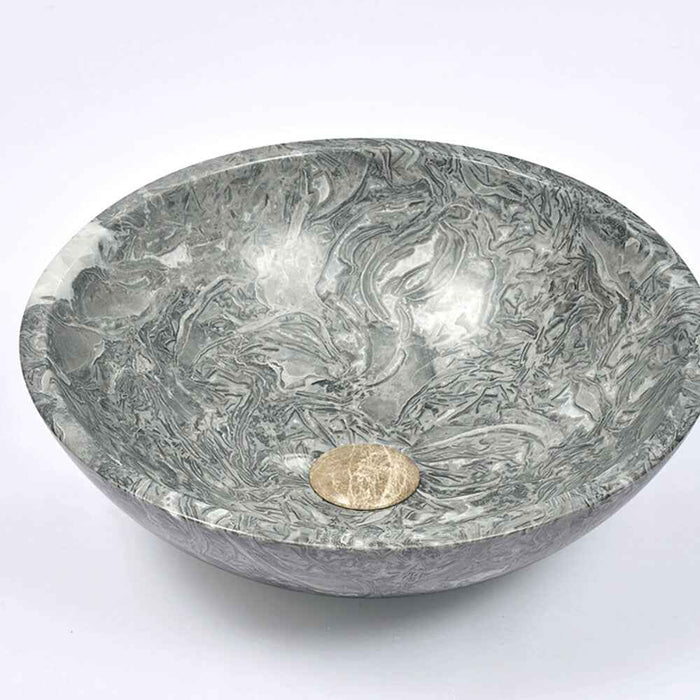 420*420*140mm Infinity Silver Marble Stone Round Above Counter Art Basin