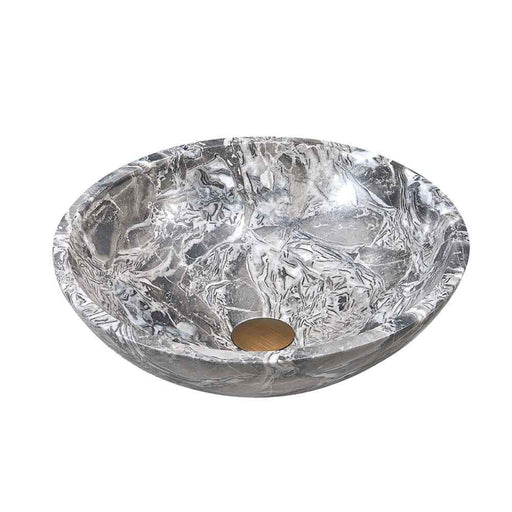420*420*140mm Infinity Silver Marble Stone Round Above Counter Art Basin