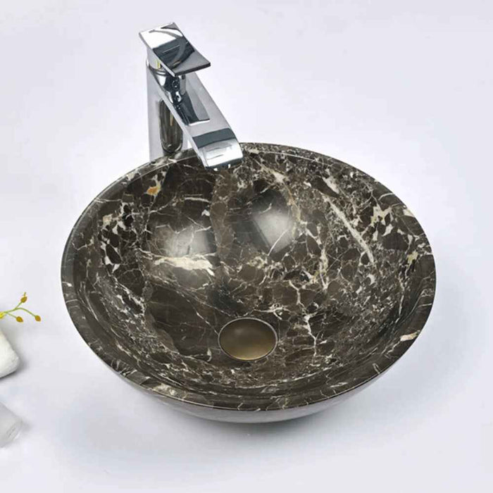 420*420*140mm Infinity Striped Marble Stone Round Above Counter Art Basin