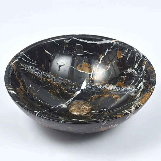 420*420*140mm Infinity Black Marble Stone Round Above Counter Art Basin