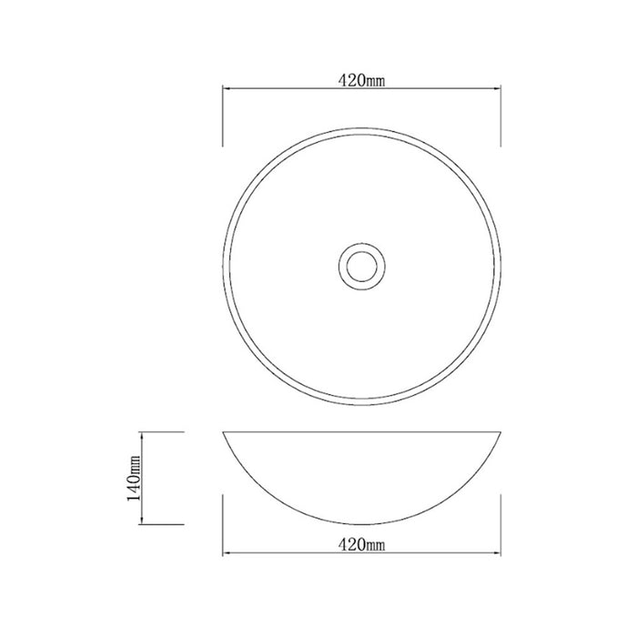 420*420*140mm Infinity Silver Marble Stone Round Above Counter Art Basin