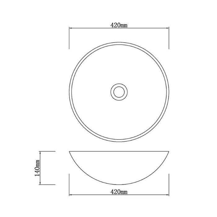 420*420*140mm Infinity Black Marble Stone Round Above Counter Art Basin
