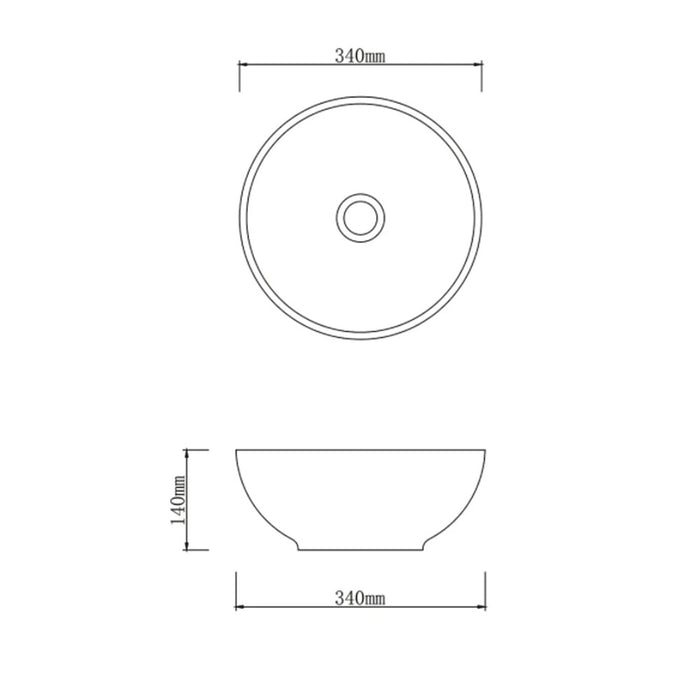 340*340*140mm Infinity Stripe Pattern Porcelain Round Above Counter Art Basin