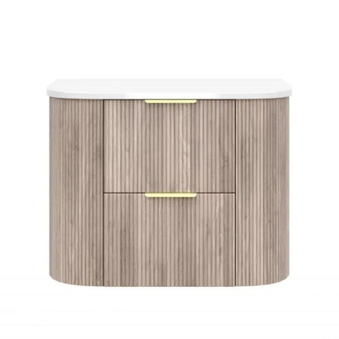 600-1500*500*550mm Poseidon CETO Artis Classic Oak PVC Fluted Curved Wall Hung Vanity
