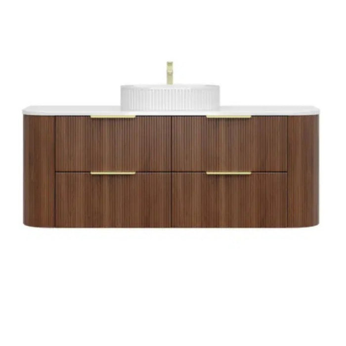 600-1500*500*550mm Poseidon CETO Artis Walnut PVC Fluted Curved Wall Hung Vanity