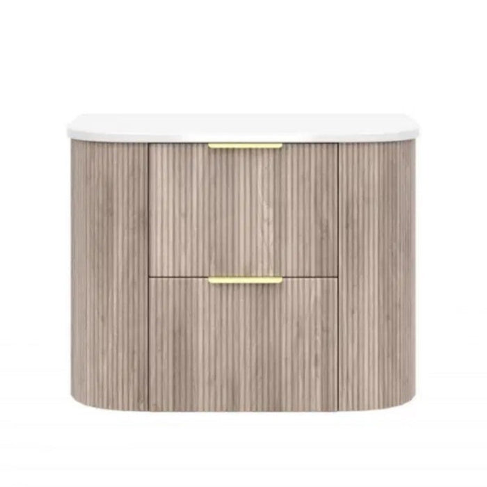 600-1500*500*550mm Poseidon CETO Artis Classic Oak PVC Fluted Curved Wall Hung Vanity