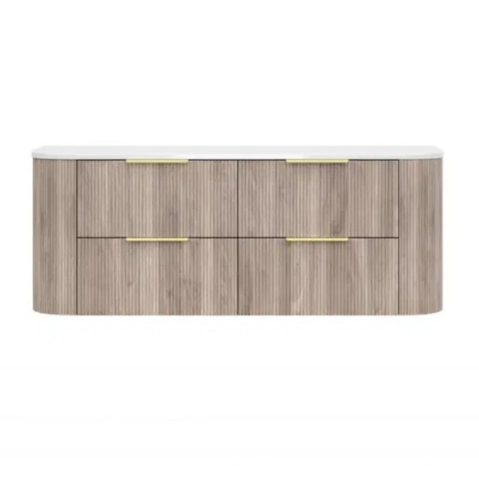 600-1500*500*550mm Poseidon CETO Artis Classic Oak PVC Fluted Curved Wall Hung Vanity