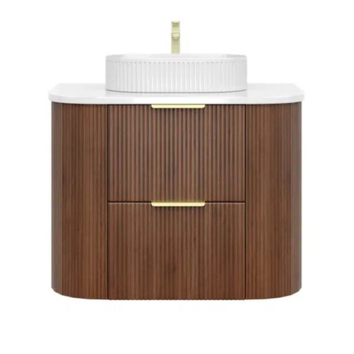 600-1500*500*550mm Poseidon CETO Artis Walnut PVC Fluted Curved Wall Hung Vanity