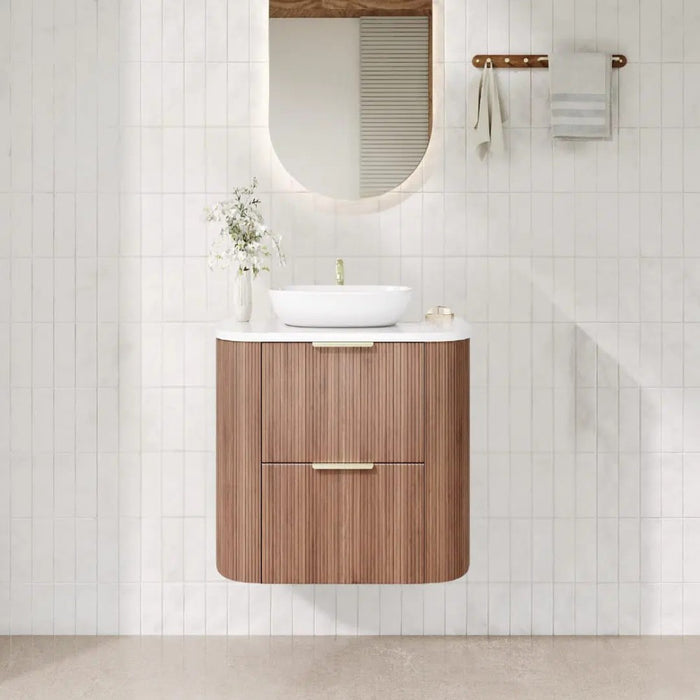 600-1500*500*550mm Poseidon CETO Artis Prime Oak PVC Fluted Curved Wall Hung Vanity