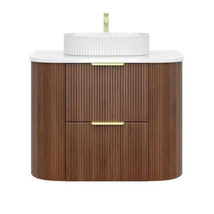 600-1500*500*550mm Poseidon CETO Artis Walnut PVC Fluted Curved Wall Hung Vanity