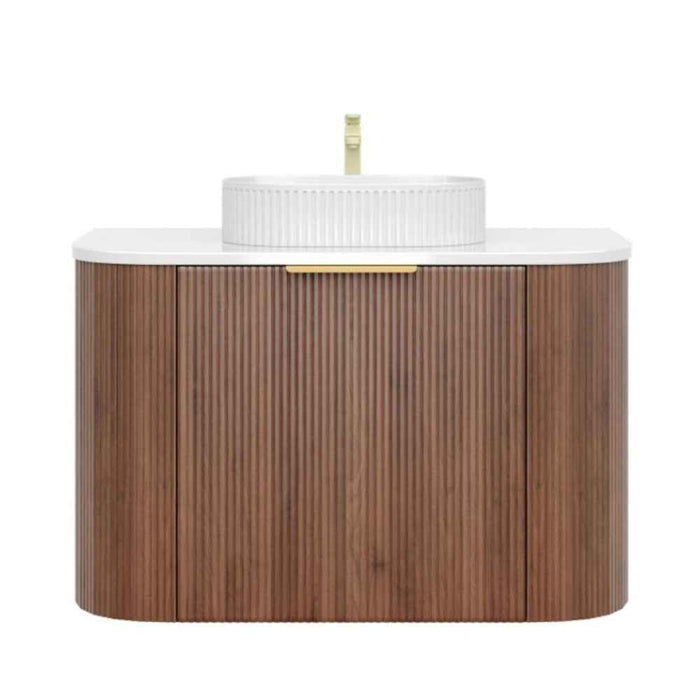 600-1500*500*470mm Poseidon CETO Artis Prime Oak PVC With Inner Drawer Fluted Curved Wall Hung Vanity