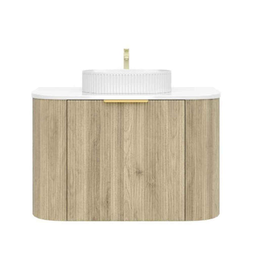 600-1500*500*470mm Poseidon CETO Artis Classic Oak PVC With Inner Drawer Fluted Curved Wall Hung Vanity