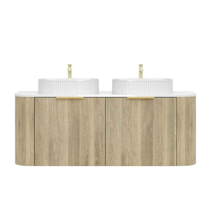 600-1500*500*470mm Poseidon CETO Artis Classic Oak PVC With Inner Drawer Fluted Curved Wall Hung Vanity