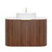 600-1500*500*470mm Poseidon CETO Artis Walnut PVC With Inner Drawer Fluted Curved Wall Hung Vanity