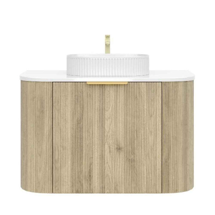 600-1500*500*470mm Poseidon CETO Artis Classic Oak PVC With Inner Drawer Fluted Curved Wall Hung Vanity