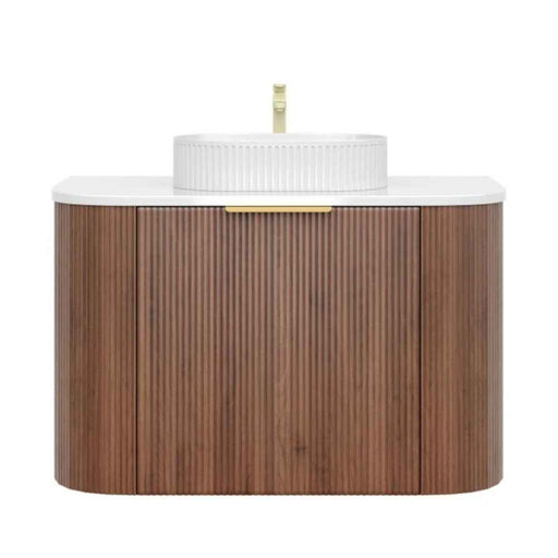 600-1500*500*470mm Poseidon CETO Artis Prime Oak PVC With Inner Drawer Fluted Curved Wall Hung Vanity