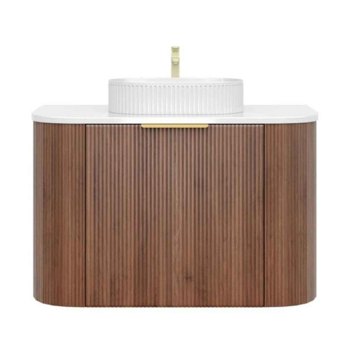600-1500*500*470mm Poseidon CETO Artis Prime Oak PVC With Inner Drawer Fluted Curved Wall Hung Vanity