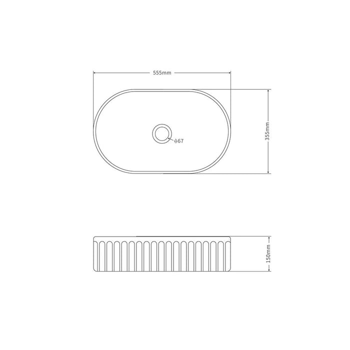 555*355*150mm Infinity Oval Ceramic Above Counter Basin