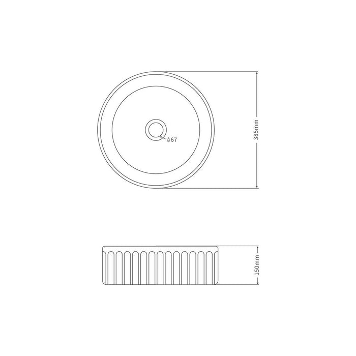 385*385*150mm Infinity Round Ceramic Above Counter Basin