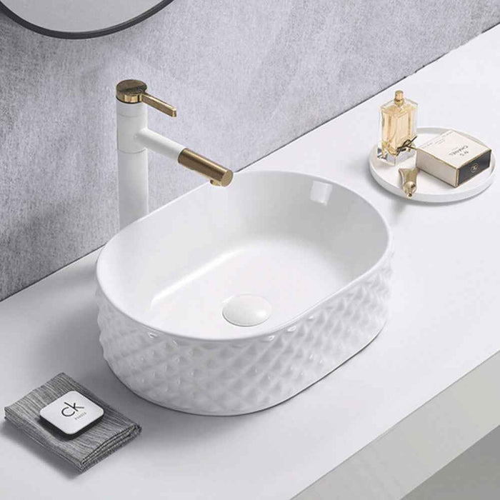 450*340*140mm Infinity Oval Ceramic Above Counter Basin