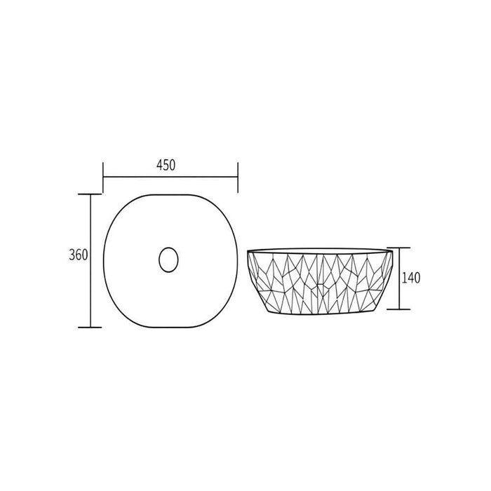 450*360*140mm Infinity Oval Ceramic Above Counter Basin