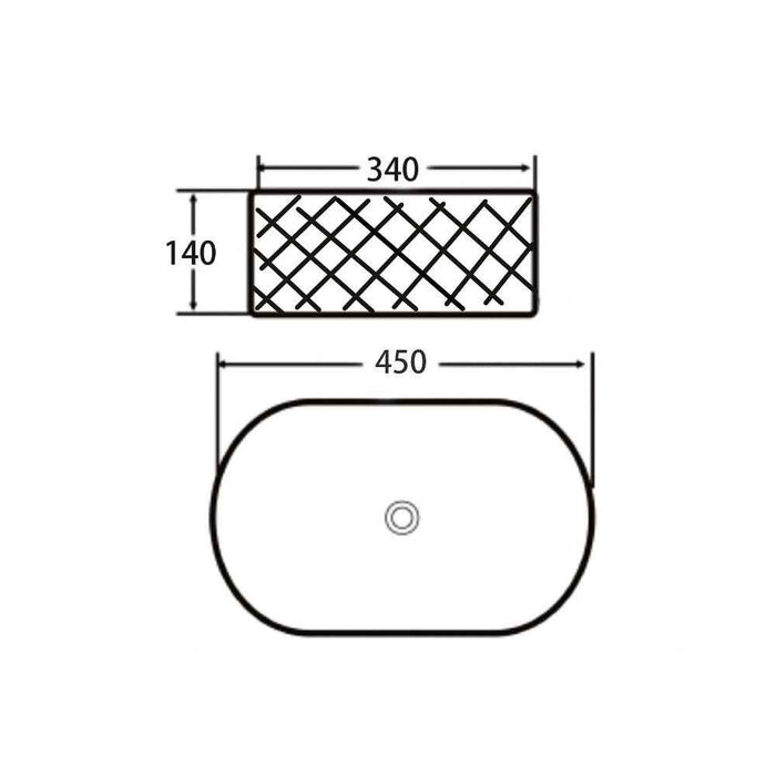 450*340*140mm Infinity Oval Ceramic Above Counter Basin