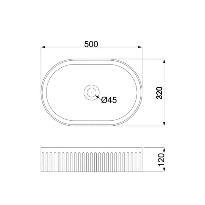 500*320*120mm Infinity Oval Ceramic Above Counter Basin