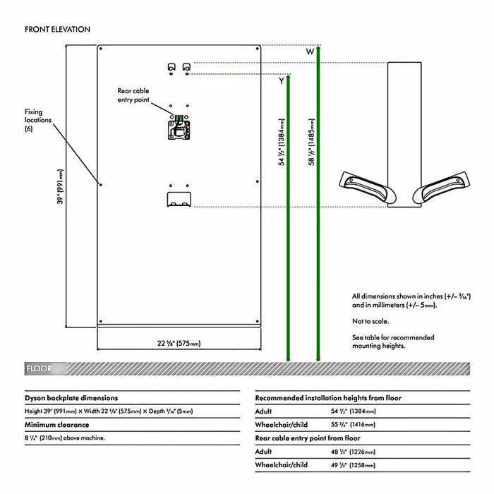 991*575*5mm Dyson Airblade 9kJ Stainless Steel Back Panel
