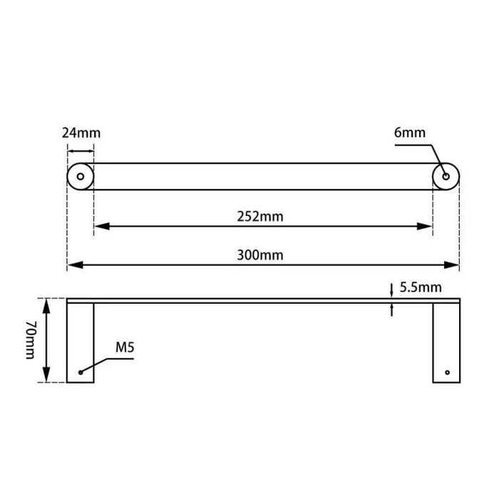 300mm Aquaperla Norico Esperia Stainless Steel Round Hand Towel Rail