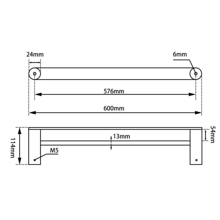 600mm Aquaperla Norico Esperia Stainless Steel Round Double Towel Rail