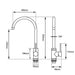 180mm Aquaperla Norico Pentro Brass Round Swivel Spout Kitchen Mixer